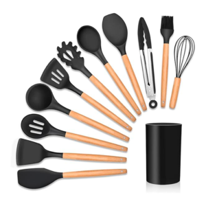 Utensílios de Cozinha Silicone e Bambu 12 Peças