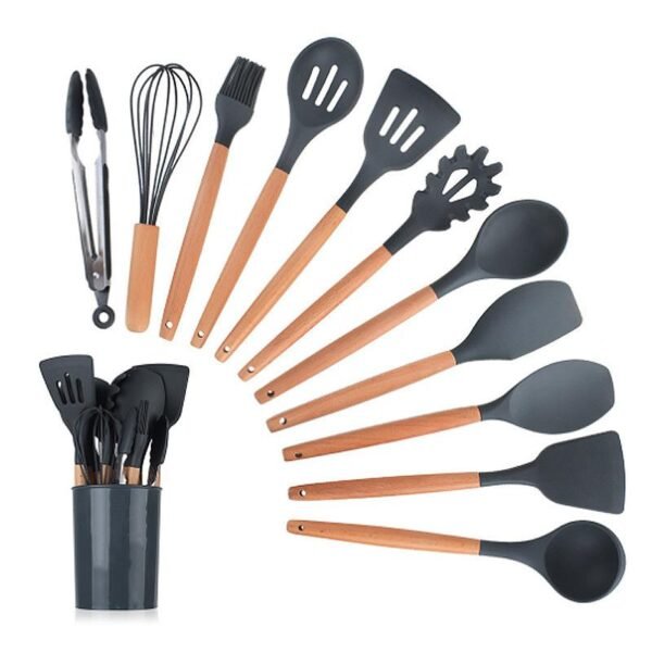 Utensílios de Cozinha Silicone e Bambu 12 Peças - Image 2