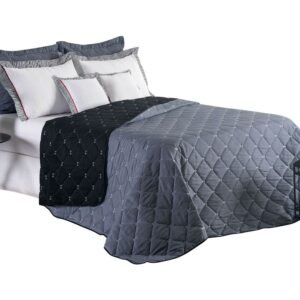 Kit Cobre Leito Dupla Face Casal Queen Bordado Renove Hipercal 400 Fios Cor:cinza (3210-10)
