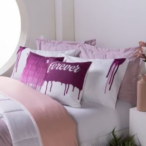 Kit Edredom Linho Colorful Casal King cor:Rosa (3302-11)