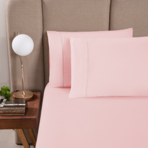Par de Fronhas Versatile Ponto Palito 2 Peças 70cm x 50cm 100% Poliéster Micropercal 300 Fios - Rosê (VED525905)